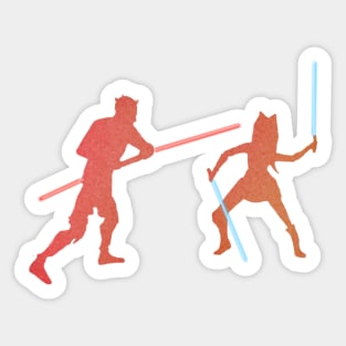 Ahsoka v. Maul duel silhouette Sticker
